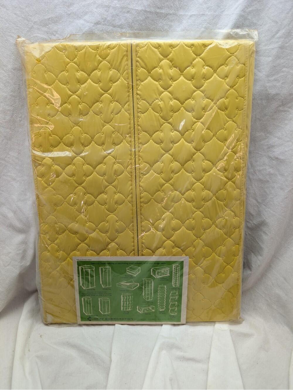 Vintage Clopay Quilted Yellow 8 Suit Bag Hanging Closet Organizer Storage - Picture 5 of 10